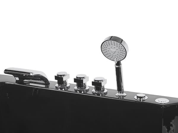 Spabad Sort Blank Akryl 169 x 81 cm Rektangulær Højrehånds Inde Spa badekar Massagedyser Nakkestøtte LED Terapi Badeværelse Indretning
