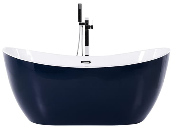 Bad Marineblå med Hvid Sanitær Akryl Enkelt 170 x 77 cm Fritstående Moderne Stil