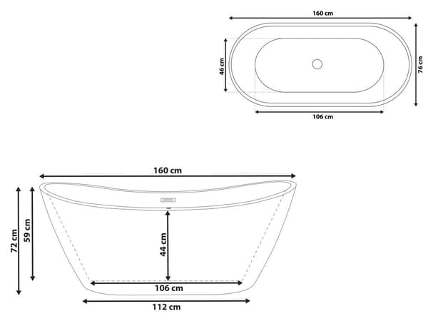 Bad Rød med Sølv Sanitær Akryl Enkelt 160 x 76 cm Fritstående Moderne Stil