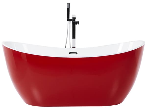 Bad Rød med Sølv Sanitær Akryl Enkelt 160 x 76 cm Fritstående Moderne Stil