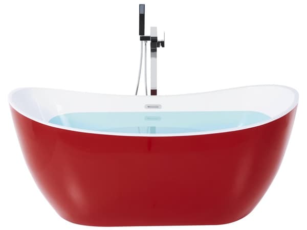 Bad Rød med Sølv Sanitær Akryl Enkelt 160 x 76 cm Fritstående Moderne Stil