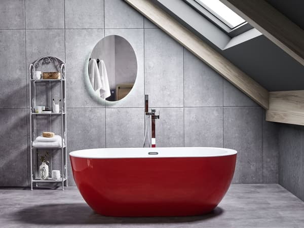 Badekar Sort Hvid Oval Skandinavisk Moderne Design Fritstående Bad Høj Kvalitet Metal Badeværelse Badeværelsesmøbel Ovalformet