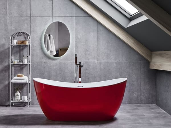 Bad Rød med Sølv Sanitær Akryl Enkelt 170 x 77 cm Fritstående Moderne Stil