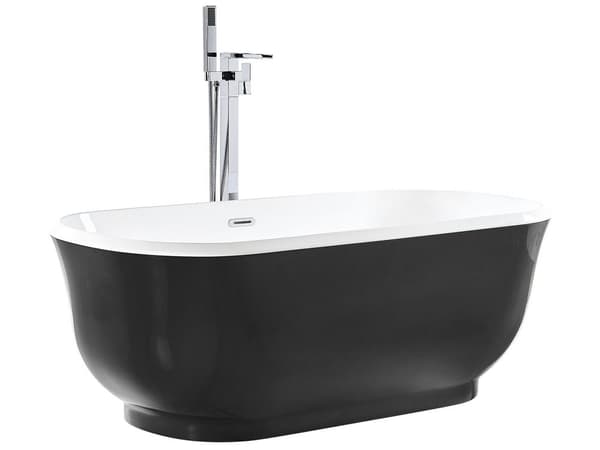Frittstående Badekar Svart Akryl 170 x 77 cm Moderne Design Oval Enkel