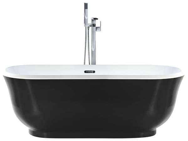 Frittstående Badekar Svart Akryl 170 x 77 cm Moderne Design Oval Enkel