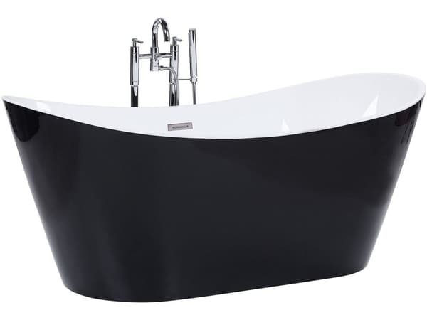 Badekar Svart med Sølv Sanitær Akryl Enkel 180 x 78 cm Frittstående Moderne
