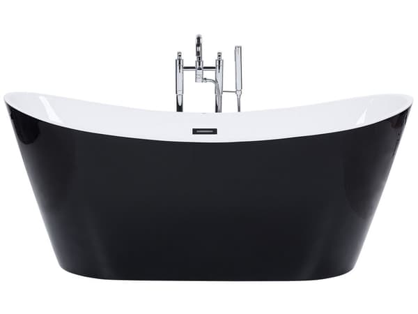 Badekar Svart med Sølv Sanitær Akryl Enkel 180 x 78 cm Frittstående Moderne