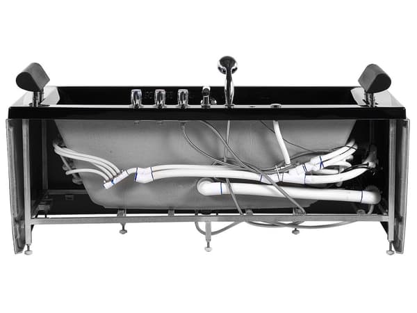 Boblebad Svart Sanitær Akryl Polstrede nakkestøtter LED 172 x 83 cm