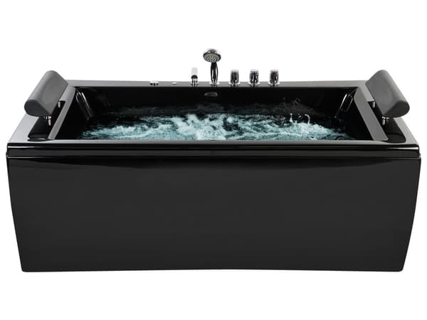 Boblebad Svart Sanitær Akryl Polstrede nakkestøtter LED 172 x 83 cm