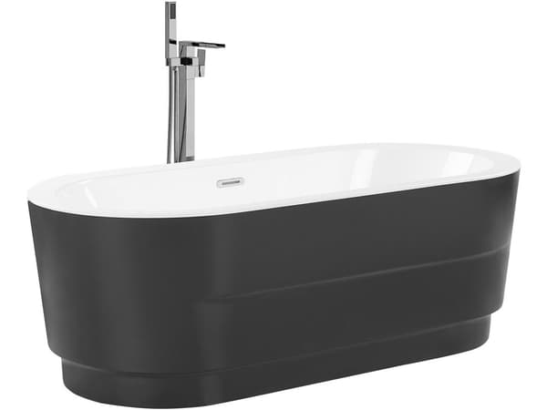 Frittstående badekar Svart Sanitærakryl 170 x 80 cm Oval form Moderne design Minimalistisk Single Baderom