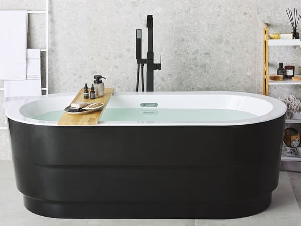 Frittstående badekar Svart Sanitærakryl 170 x 80 cm Oval form Moderne design Minimalistisk Single Baderom