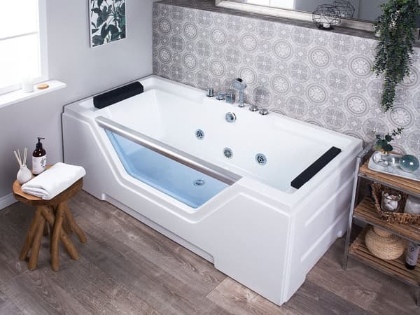 Boblebad Hvit Sanitær akryl 170 x 80 cm 6 jets Rektangulær form Moderne design Baderom Badekar