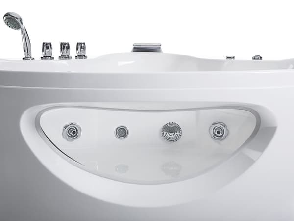 Boblebad Hvit Sanitærakryl 190 x 138 cm LED-lys 10 massasjedyser Moderne design Hjørnebadekar Baderom