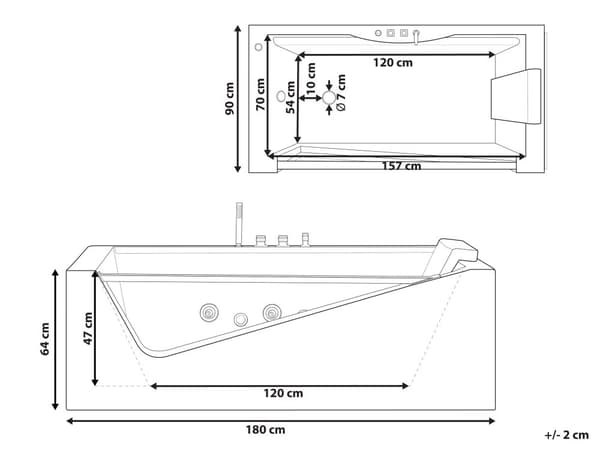 Boblebad Hvit Sanitær Akryl Glassfront LED-belyst Massasje Rektangulær 157 x 70 cm Moderne Design