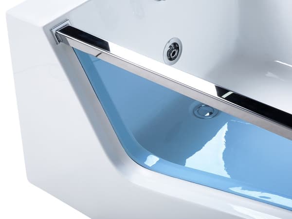 Boblebad Hvit Sanitær Akryl Glassfront LED-belyst Massasje Rektangulær 157 x 70 cm Moderne Design