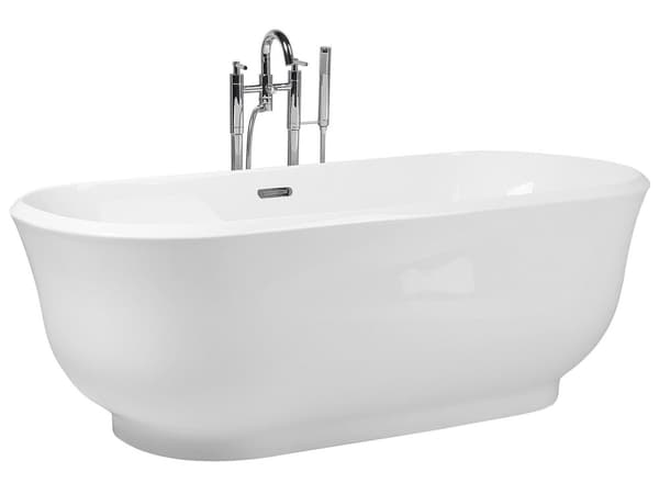 Frittstående Badekar Hvit Sanitær Akryl Oval Enkelt 170 x 77 cm Moderne Design