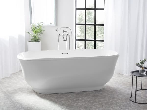 Frittstående Badekar Hvit Sanitær Akryl Oval Enkelt 170 x 77 cm Moderne Design