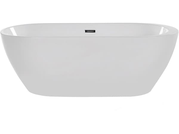 Badekar Hvit med sølvfarget sanitær Akryl Enkelt 170 x 80 cm Frittstående Modern