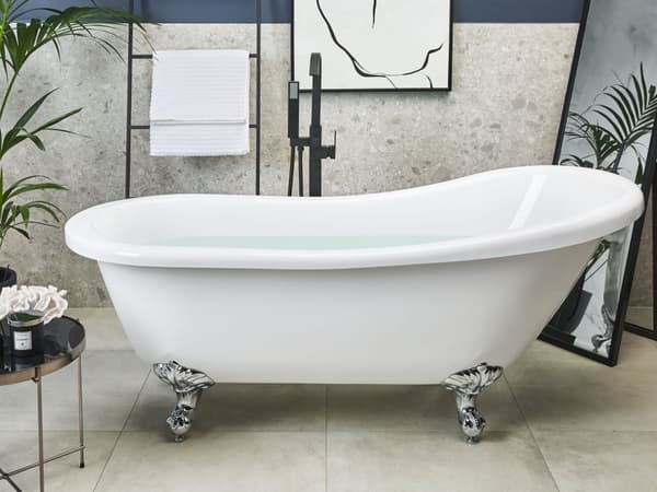 Badekar Hvit med sølv sanitær Akryl 170 x 76 cm Frittstående Tradisjonelt Vintage Ben