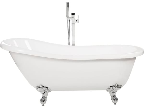 Badekar Hvit med sølv sanitær Akryl 170 x 76 cm Frittstående Tradisjonelt Vintage Ben