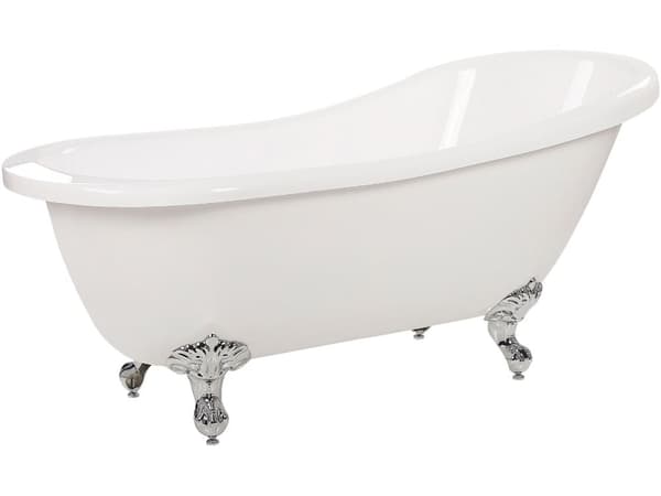 Badekar Hvit med sølv sanitær Akryl 170 x 76 cm Frittstående Tradisjonelt Vintage Ben
