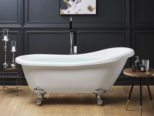 Badekar Hvit med sølv sanitær Akryl 170 x 76 cm Frittstående Tradisjonelt Vintage Ben