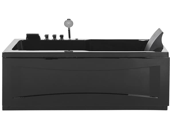 Boblebad Svart Akryl 169 x 81 cm Høyrevendt Massasjedyser Nakkestøtte LED-lys