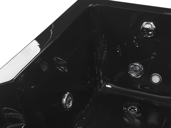 Boblebad Svart Akryl 169 x 81 cm Høyrevendt Massasjedyser Nakkestøtte LED-lys