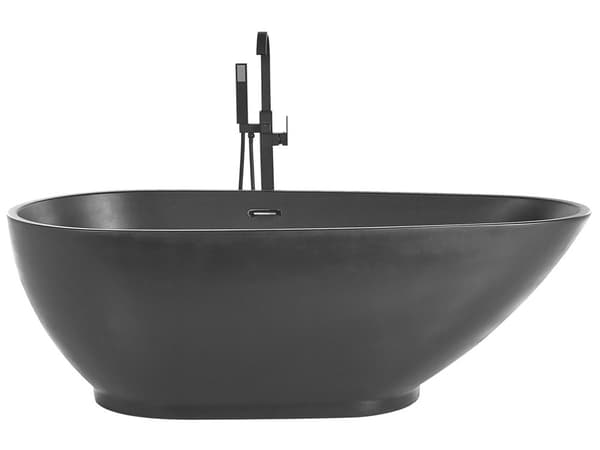 Frittstående Badekar Svart Sanitær Akryl Enkelt 173 x 82 cm Oval Moderne Design Matt Farge