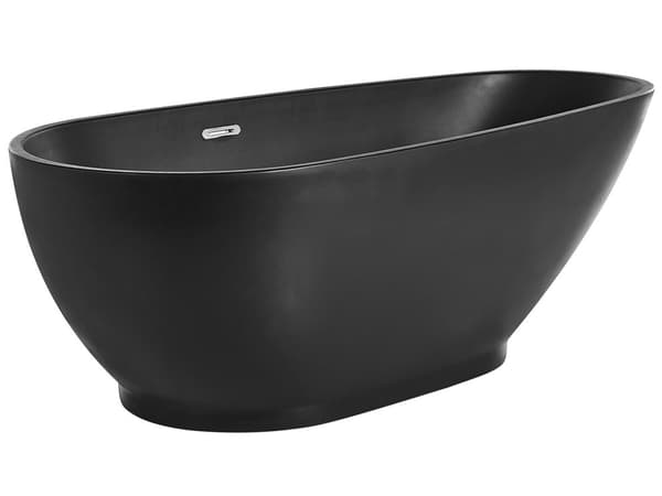 Frittstående Badekar Svart Sanitær Akryl Enkelt 173 x 82 cm Oval Moderne Design Matt Farge
