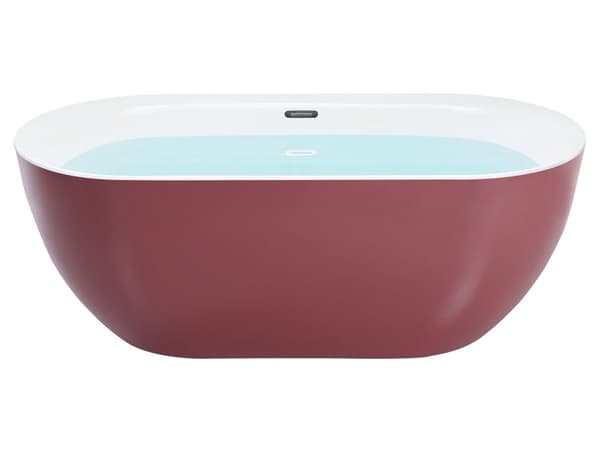 Frittstående Badekar Glanset Rød Sanitær Akryl Enkel 170 x 80 cm Oval Moderne Design