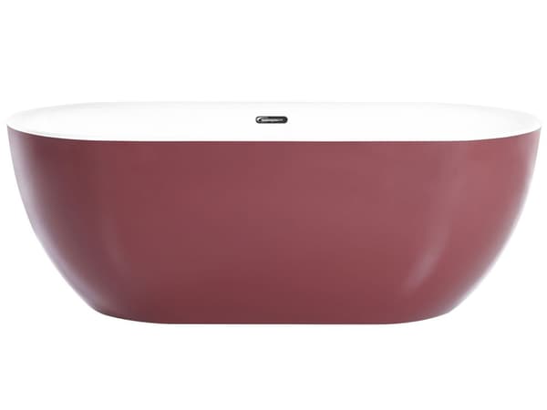 Frittstående Badekar Glanset Rød Sanitær Akryl Enkel 170 x 80 cm Oval Moderne Design