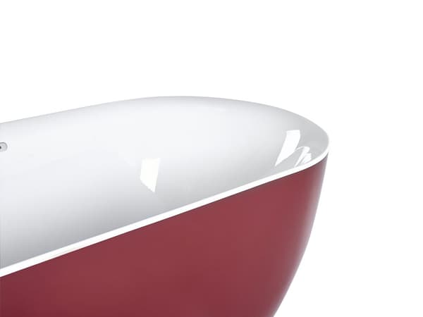 Frittstående Badekar Glanset Rød Sanitær Akryl Enkel 170 x 80 cm Oval Moderne Design