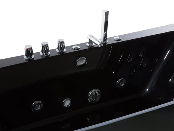 Massage Points Badekar Black Silver med LED Sanitær Akryl og glass Single 174 x 79 cm