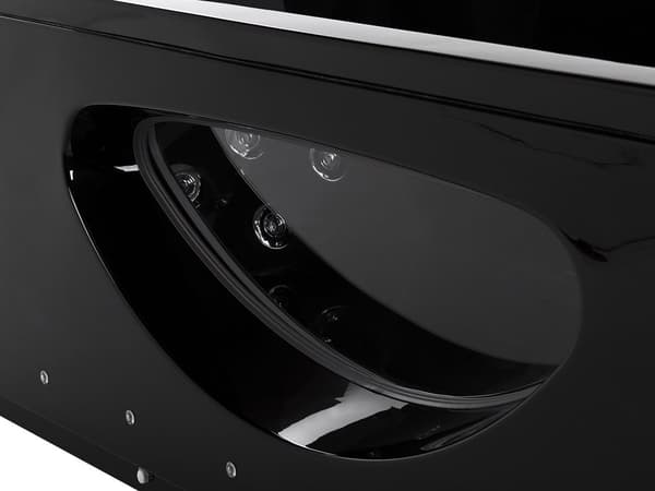 Boblebad Svart Sanitær Akrylglass Transparent front med LED-lys Nakkestøtter Massasje Vannstråler 170 x 80 cm Rektangulært Massasjebad