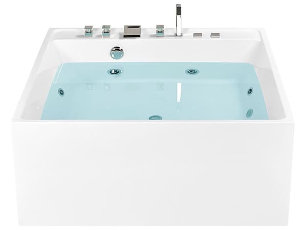 Boblebad Hvit Akryl Hydromassasjebad med boblebad 2 seter 130 x 130 cm