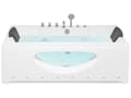 Miniatyrbilde 1 av 11: Boblebad Hvit Sanitær Akrylglass Transparent front med LED-lys Hodestøtter Massasje Vannstråler 180 x 80 cm Rektangulært Boblebad