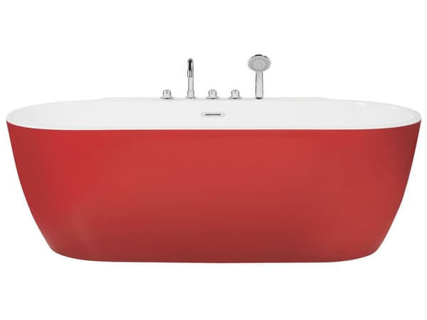 Frittstående Badekar Rød Sanitær Akryl Oval Enkel 170 x 80 cm Moderne Design