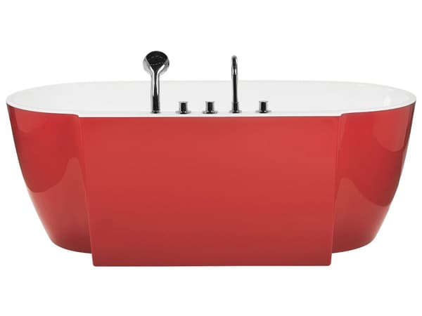 Frittstående Badekar Rød Sanitær Akryl Oval Enkel 170 x 80 cm Moderne Design