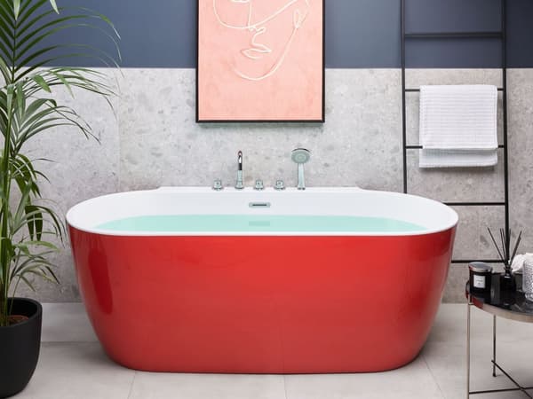 Frittstående Badekar Rød Sanitær Akryl Oval Enkel 170 x 80 cm Moderne Design