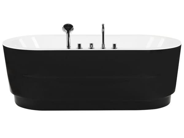 Frittstående badekar Svart Sanitærakryl 170 x 80 cm Med armatur Oval form Moderne design Minimalistisk Single Baderom