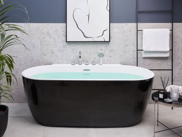 Frittstående Badekar Svart Sanitær Akryl Oval Enkel 170 x 80 cm Moderne Design