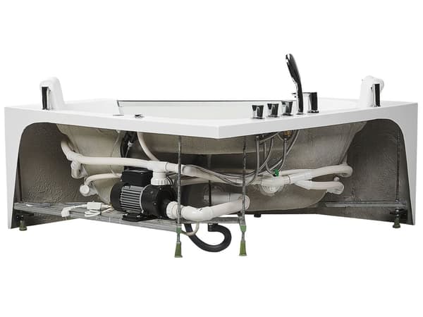 Poreamme valkoinen 150 x 150 cm akryyli lasipaneeli niskatuki vesisuihkut käsisuihku yhdelle 275L
