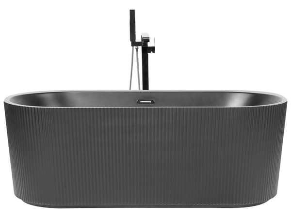 Kylpyamme musta 169 x 80 cm akryyli vapaasti seisova uurrettu ovaali moderni