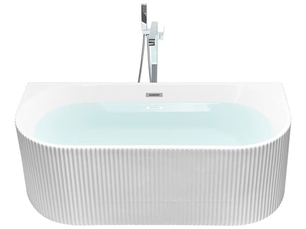 Ovalt bakveggsbadekar Matt hvit akryl 171 x 90 cm Riflet utførelse Moderne stil Baderom