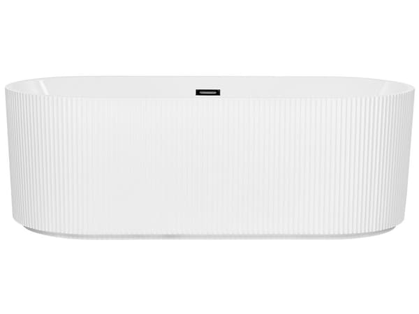 Frittstående badekar Matt hvit akryl 169 x 80 cm Oval form Riflet overflate Moderne stil Baderom