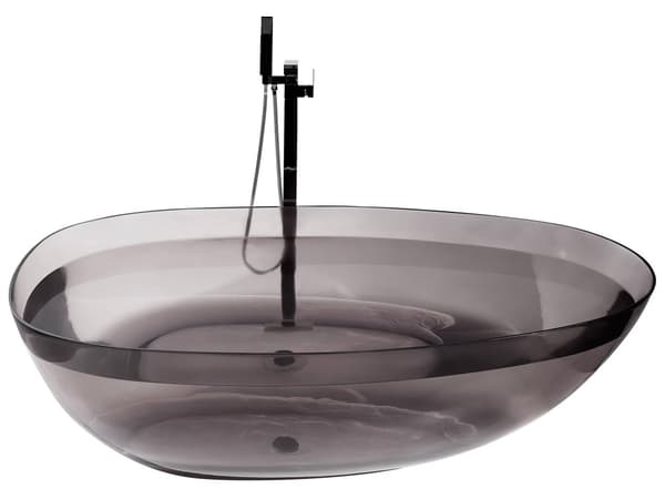 Kylpyamme musta 169 x 78 cm massiivimuovi läpinäkyvä vapaasti seisova ovaali yhdelle moderni