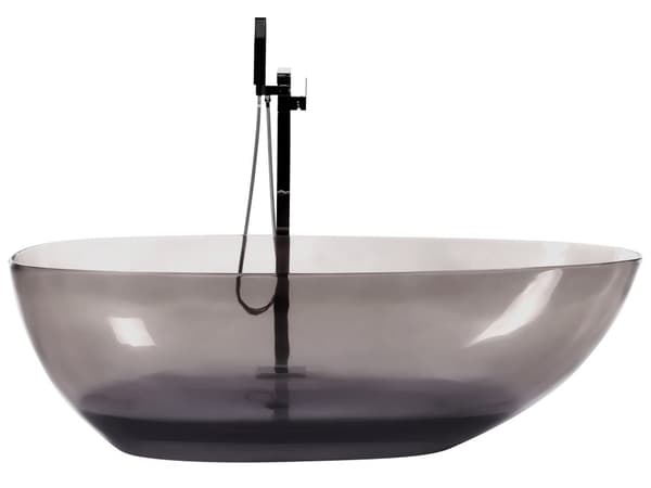Kylpyamme musta 169 x 78 cm massiivimuovi läpinäkyvä vapaasti seisova ovaali yhdelle moderni