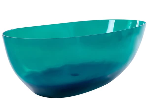 Badekar blågrøn 169 x 78 cm massiv plast gennemsigtig fritstående oval til en moderne