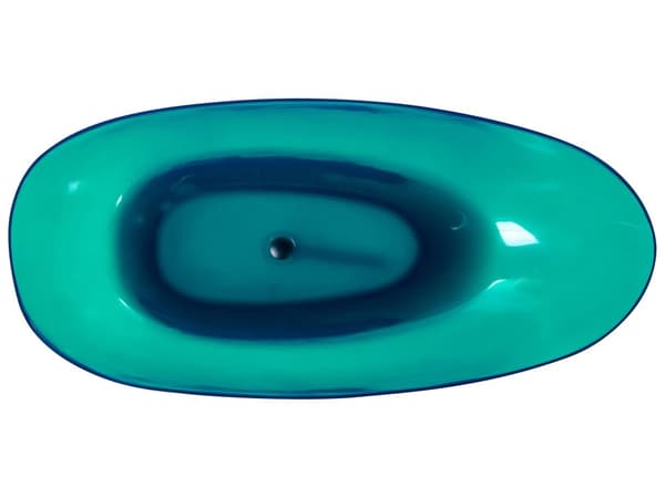 Badekar blågrøn 169 x 78 cm massiv plast gennemsigtig fritstående oval til en moderne